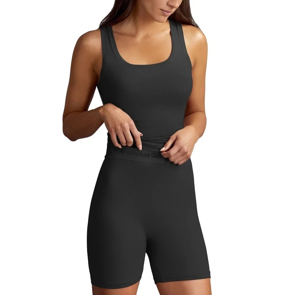 Frank & Oak Womens Ribbed Tank and Boxer Set Black Size Large NWOT